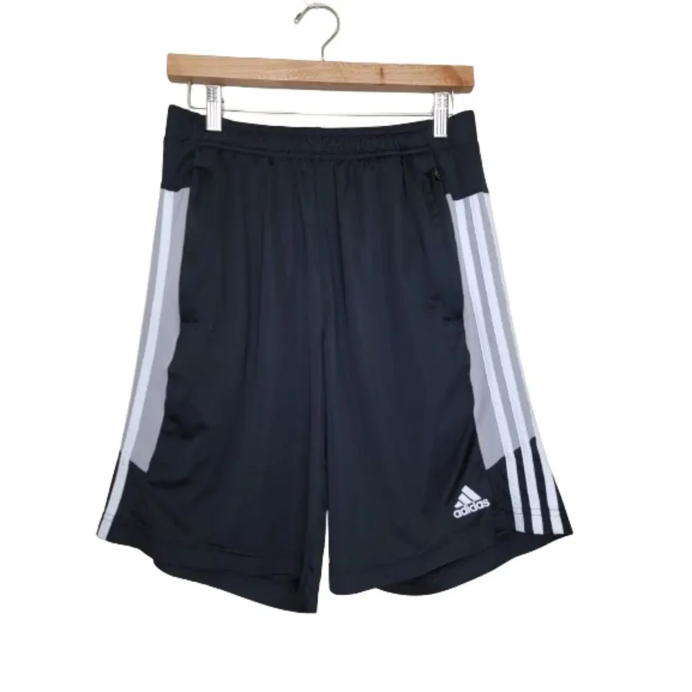 Adidas Aeroready Men's Black & White Zip Pocket Shorts - 28x19